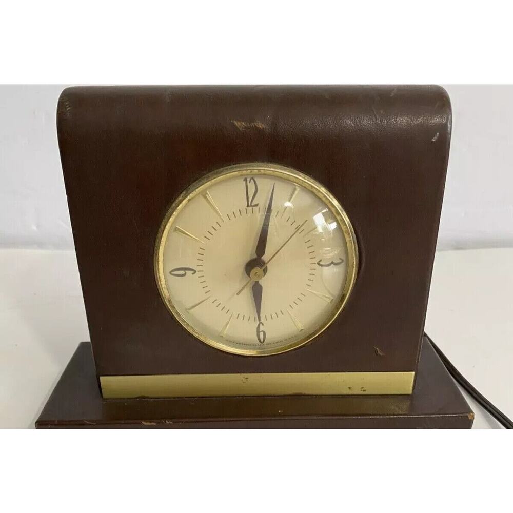 Sessions Electric Desk, Shelf Clock Duk-It McDonald Corp Leather Vintage